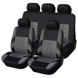 Set huse scaune auto RoGroup Mesh, 9 piese, textil elastic, gri-negru