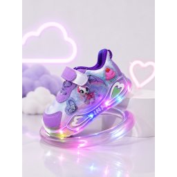 Adidasi cu lumini LED, Model Ponei, piele ecologica, fete, mov