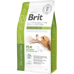 Brit GF Veterinary Diets Dog Veg High Fibre cu mazăre, măr și ulei de cocos 2 kg
