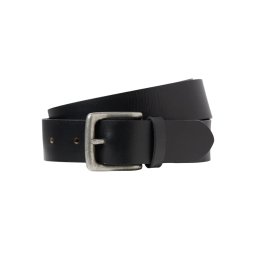Jack & Jones Curea barbati, din piele naturala de bivol, catarama cu stift, Negru (SELECTATI MARIMEA: 95 cm)