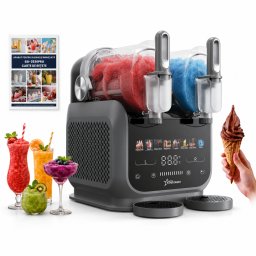Aparat dual pentru Slushy Inghetata STARCREST IceMix SSI-2536PRO, 5 L ( 2 x 2.5 L), Panou de control tactil, 8 Programe, Gri Negru