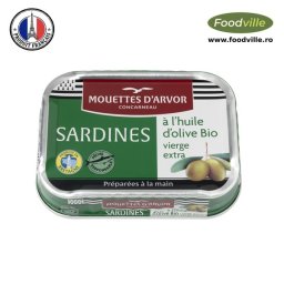 Mouttes d'Arvor Conserva sardine franțuzești in ulei de masline BIO Extra Virgin 115 gr