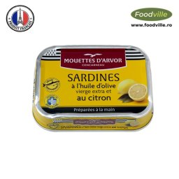 Mouttes d'Arvor Conserva sardine franțuzești cu lamaie in ulei de masline Extra Virgin 115 gr
