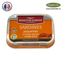 Mouttes d'Arvor Conserva sardine franțuzești picante in ulei de masline Extra Virgin 115 gr