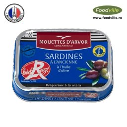 Mouttes d'Arvor Conserva sardine franțuzești Label Rouge in ulei de masline Extra Virgin 115 gr