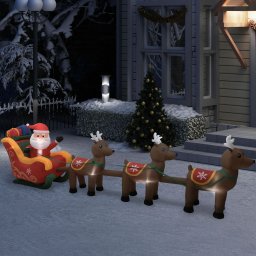 Decoratiune gonflabila cu Mos Craciun si reni, LED-uri, 490 cm GartenMobel Dekor