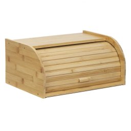 Cutie pentru paine din bambus cu capac glisant si raft superior, 38x28x18 cm