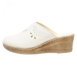 Saboti dama, bej, din piele naturala, casual, cu platforma, Nicolis 173367-Bej (Marime: 36)
