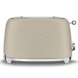 Prajitor de paine SMEG 50's Style TSF01MLMEU, 950 W, 2 felii, 6 trepte, Tava pentru firimituri, Cablu integrat, Otel inoxidabil, Bej