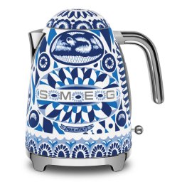 Cana electrica SMEG Dolce & Gabbana KLF03DGBEU, 2400 W, 1,7 l, Baza rotativa la 360°, Finisaj lucios, Albastru mediteranean