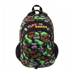 Ghiozdan Looz Premium, 3 compartimente, Play Games, model pixelat