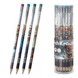 Creion grafit Magic Pet - HB, cu gumă la capăt, diverse modele