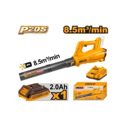 Suflanta frunze INGCO CABLI203235E, 20V Max, 15000 RPM, debit aer 8.5 m³/min, viteza aer 115 km/h, acumulator 2Ah, incarcator, compatibila P20S