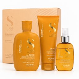 Set Alfaparf Semi di Lino Sunshine – Sampon After-Sun 250 ml + Tratament After-Sun 200 ml + Ulei protector UV 125 ml