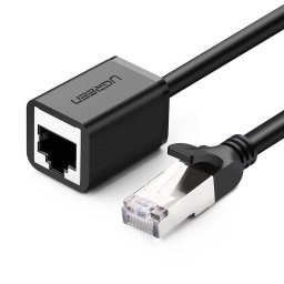 Cablu de date UGREEN NW112 Ethernet, Cat. 6, mufat 2xRJ45 mama/tata cu ecranare, FTP, lungime 1m, 1Gbps, Negru