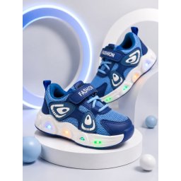 Pantofi sport cu lumini LED, Super Navy Style, Textil, Baieti, Bleumarin