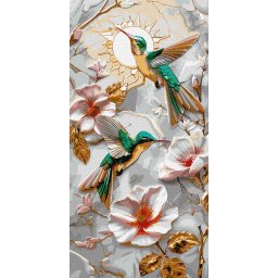 Set pictura pe numere, cu sasiu, Colibri turcoaz - extra culori metalizate, 40x80 cm