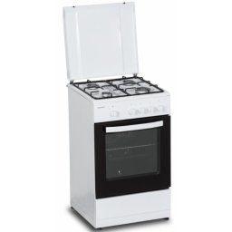 Aragaz Heinner HFSC-SME50WH, pe gaz, latime 50 cm, 4 arzatoare, gratar emailat, capac metalic, alb