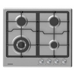 Plita incorporabila Heinner HBH-M495IWFIX, gaz, 4 arzatoare, Wok, aprindere, 60 cm, inox