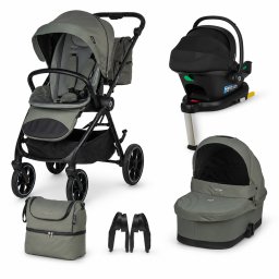 Carucior modular 4 in 1 Serry Moss Green cu Scoica auto i Size Knox Black si Baza ISOFIX i Size Knox