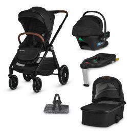 Sistem modular 4 in 1 Aspen Jet Black cu Scoica auto i Size Knox Black si Baza ISOFIX i Size Knox