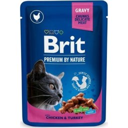 Brit Premium Cat plic pentru pisici cu pui și curcan (24 x 100 g = 1 carton) 2400 g