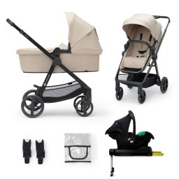 Carucior Kinderkraft NEWLY 4 în 1 cu scoica auto, Sand Beige
