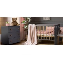 Set mobilier camera bebe Klups Pauline Graphite Natur cu patut si saltea