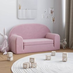 Canapea extensibila pentru copii cu 2 locuri, roz, plus moale GartenMobel Dekor