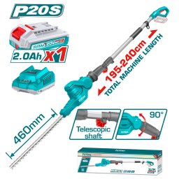 Trimmer telescopic pentru gard viu TOTAL 20V, cu acumulator si incarcator