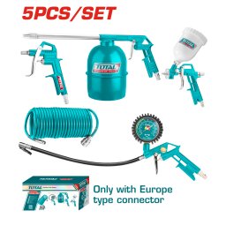 Kit pneumatic pentru vopsit TOTAL, 5 piese, cu furtun si pistoale