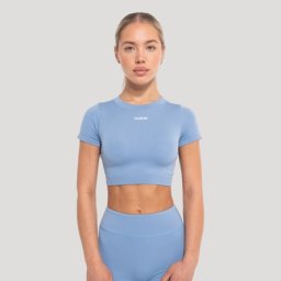 GymBeam Top damă tip crop Flow Azure S