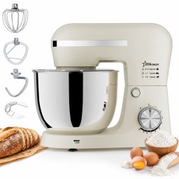 Robot de bucatarie STARCREST SKM-1550CR, 1500 W, Bol 5 L Inox, 4 Accesorii, 10 Viteze + Pulse, Crem