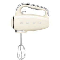 Mixer manual SMEG 50's Style HMF01CREU, 250 W, 9 viteze, Functie Turbo, Afisaj LED, Timer, Accesorii, Crem