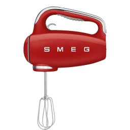 Mixer manual SMEG 50's Style HMF01RDEU, 250 W, 9 viteze, Functie Turbo, Afisaj LED, Timer, Accesorii, Rosu