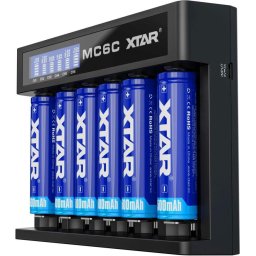 Battery charger for cylindrical Li-ion batteries 18650 Xtar MC6C