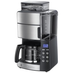 Cafetiera Cafetiera Russell Hobbs Grind & Brew 25610-56, 1000 W, 1.25 l, 250 g, Rasnita ajustabila, Selector aroma, Inox/Negru