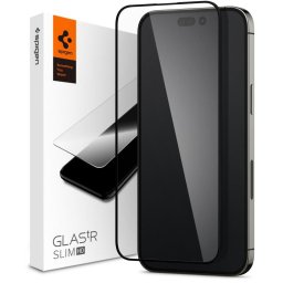 Folie Protectie Ecran Spigen FC Glass pentru Apple iPhone 14 Pro, Sticla securizata, Full Face, Full Glue, Neagra