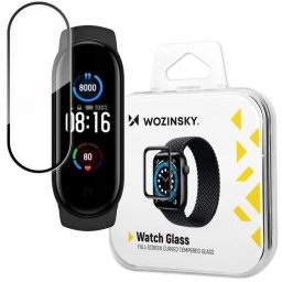 WZK Flexibila - Folie protecție ecran din Sticlă securizată - compatibil cu Xiaomi MI Band 5 - Full Glue - culoare Negru