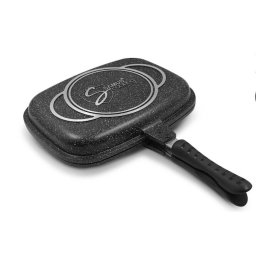 Tigaie grill dublu TOL3232-GC TOLEDO LINE, dreptunghiulara, aluminiu turnat, garnitura, 32 x 25 x 7 cm, Negru
