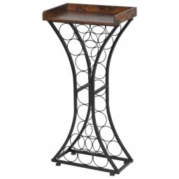 Mobilier interior Raft pentru 15 de sticle de vin, Metal/MDF, Negru/Maro, 430 x 290 x 895 mm