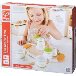 Set de ceai din lemn Hape pentru 2 persoane, 12 piese, 3 ani+