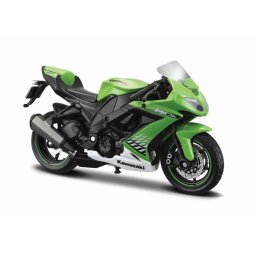 Motocicleta Maisto Kawasaki Ninja ZX-10R metalica cu stand, scara 1:18