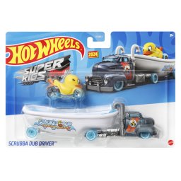 Set camion cu masina sport Hot Wheels Scrubba Dub Driver, 3+ ani