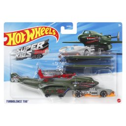 Set Hot Wheels Super Rigs Turbulence Tug cu avion si masina