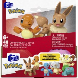 Set constructie Pokémon MEGA cu Charmander si Eevee, 40 piese