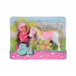 Papusica Evi cu calut alb Simba, set de joaca cu ponei si accesorii