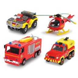 Set 4 vehicule metalice Pompierul Sam cu elicopter, scara 1:64