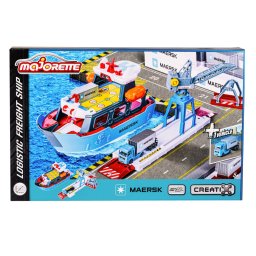 Statie portuara Majorette Creatix Maersk cu nava, macara si camion