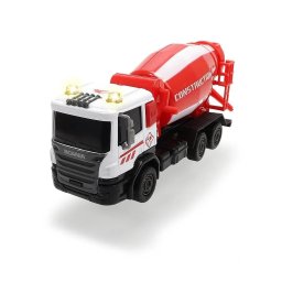 Betoniera de jucarie Dickie Toys City Worker rosie, 17 cm, cu lumini si sunete